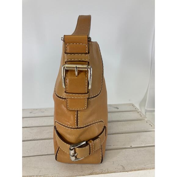 MICHAEL KORS, SMALL VINTAGE TAN LEATHER SHOULDER BAG (ASIS) - Picture 3 of 16
